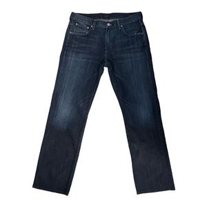 C-OF-H ManSz:33”Wx31”L Mens Straight Leg Dark Wash Blue Jeans